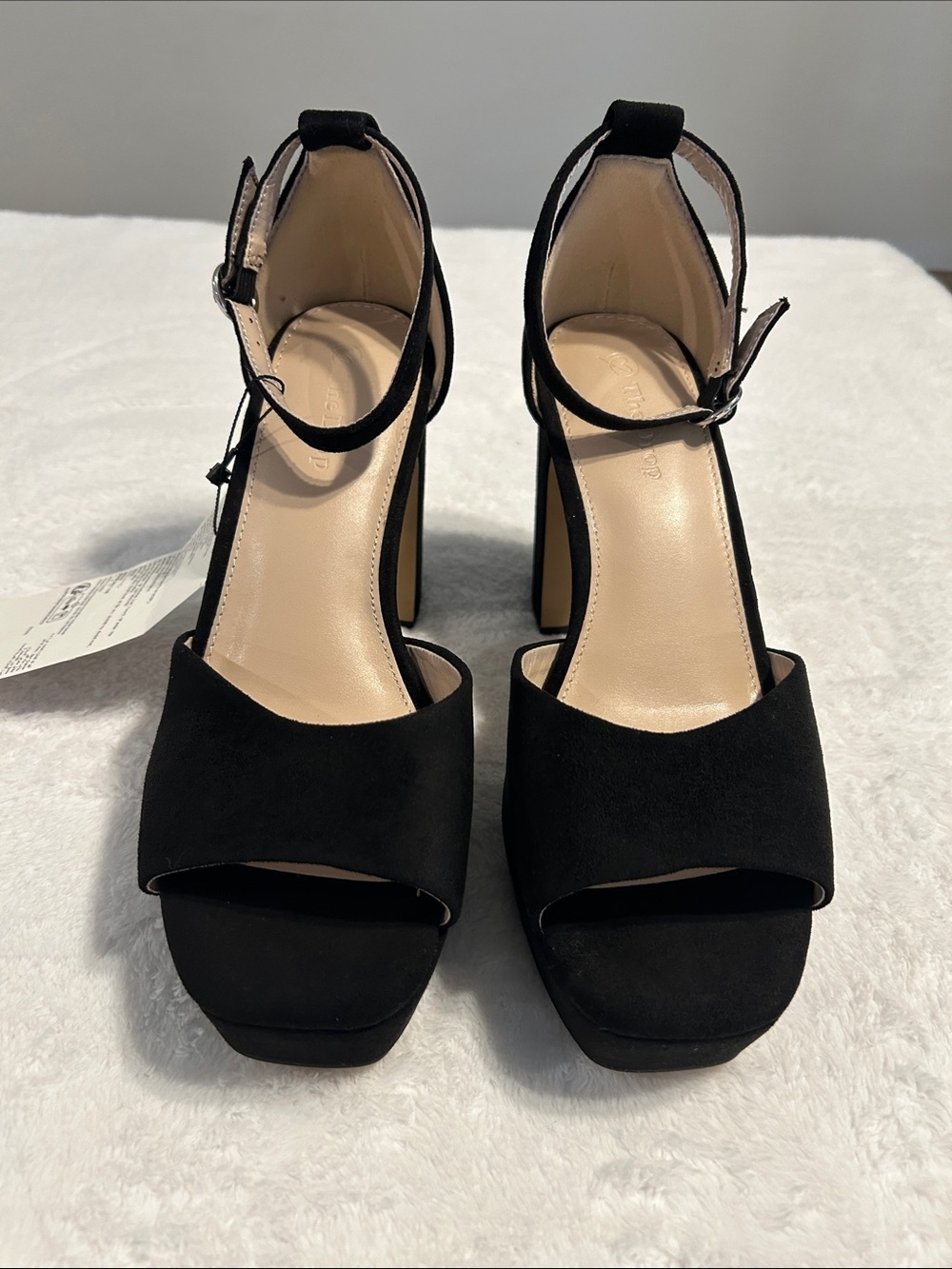 The Drop Women’s Hamalie Black Suede ankle strap platform Sandals. Chucky Heel. - Picture 7 of 10